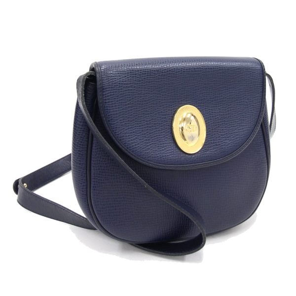 2302020321 Dior Gold Hardware Leather Shoulder Bag Navy