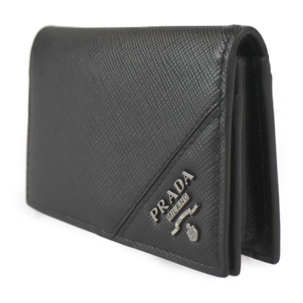 2302033007023 2 Prada Saffiano Metal Leather Card Case Black