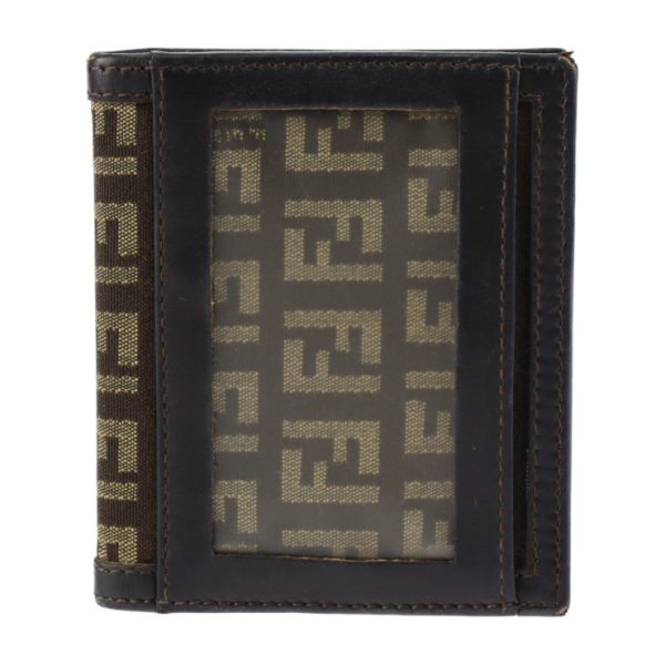 2302051001003 1 Fendi Pass Case Card Case Canvas Leather Brown