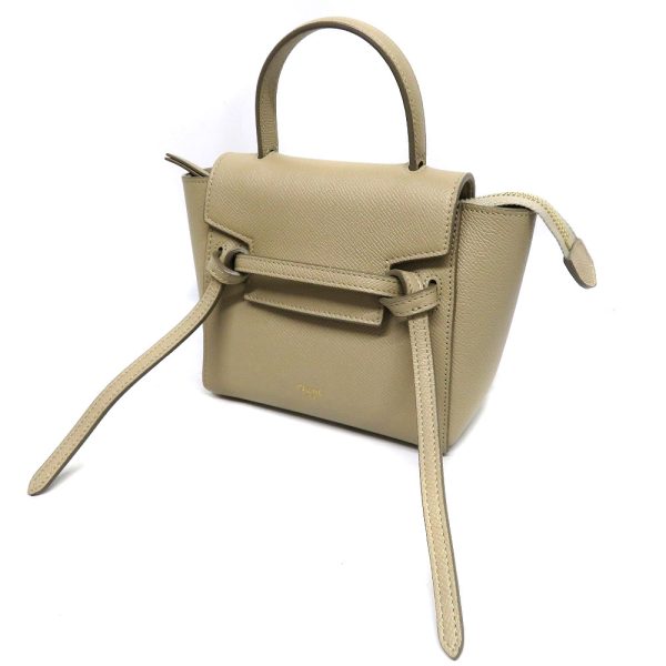 23022111 Celine Pico Grained Calfskin 2 Way Beit Shoulder Bag Beige