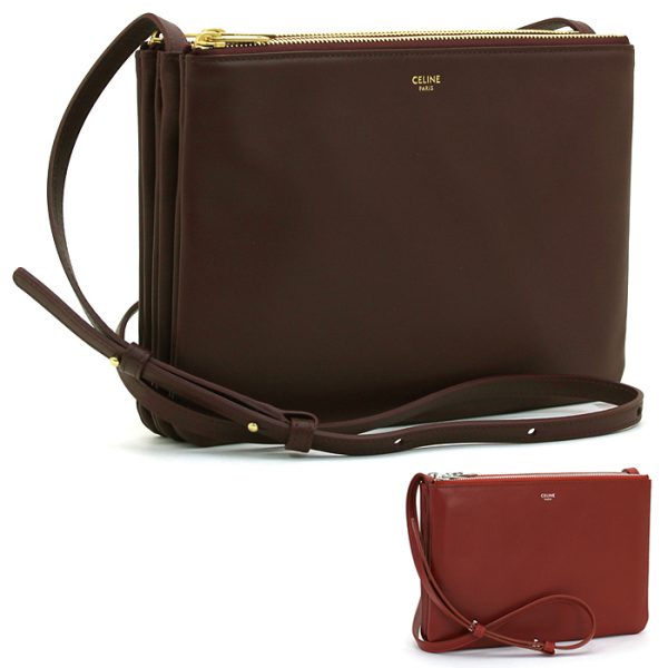 230226 bg1 4 1 Celine Large Trio Lamb Genuine Leather Shoulder Bag Brown