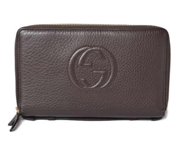 230311 g 1 GUCCI Clutch Pouch Soho Leather Brown