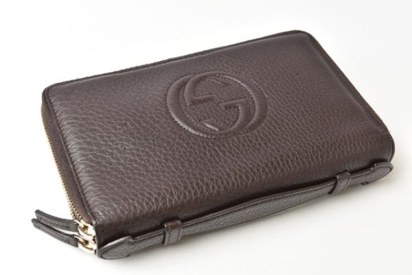 230311 g 2 GUCCI Clutch Pouch Soho Leather Brown