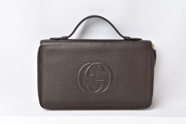 230311 g 4 GUCCI Clutch Pouch Soho Leather Brown