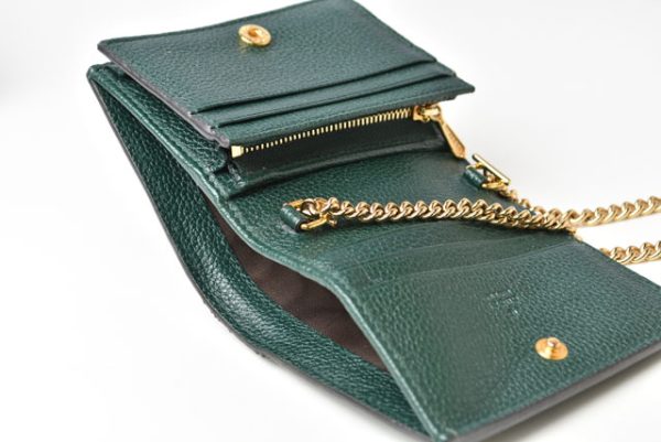 230313 g 10 GUCCI Chain Wallet Zumi Leather Green