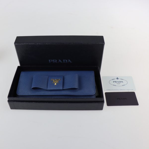 2304023008027 10 Prada Saffiano Bifold Leather Wallet Blue