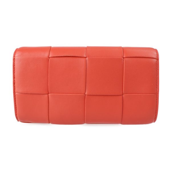 2304023008028 3 Bottega Veneta Maxi Intrecciato Bifold Wallet Lambskin Calf Leather Red