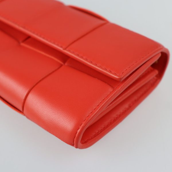 2304023008028 5 Bottega Veneta Maxi Intrecciato Bifold Wallet Lambskin Calf Leather Red