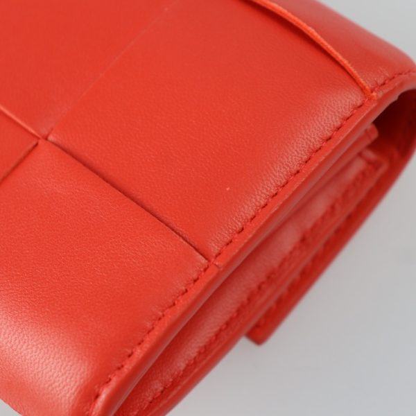 2304023008028 6 Bottega Veneta Maxi Intrecciato Bifold Wallet Lambskin Calf Leather Red