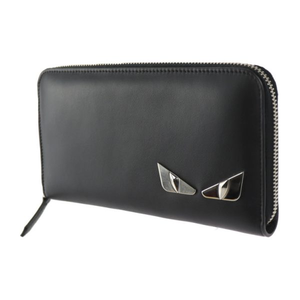 2304123007030 2 Fendi Monster Bugs Eye Long Wallet Leather Black