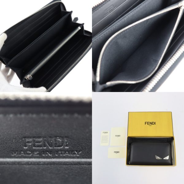 2304123007030 9 Fendi Monster Bugs Eye Long Wallet Leather Black