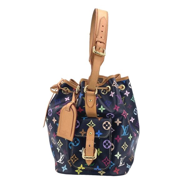 23044349 03 Louis Vuitton Petit Noe Monogram Drawstring Shoulder Bag Multicolor Noir