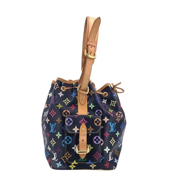 23044349 04 Louis Vuitton Petit Noe Monogram Drawstring Shoulder Bag Multicolor Noir