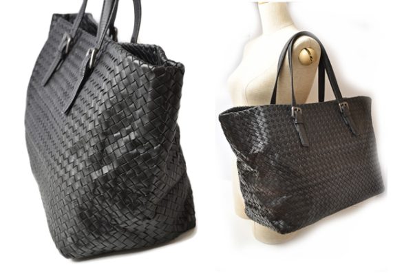 230454 bv 2 Bottega Veneta Intrecciato Leather Tote Bag Black