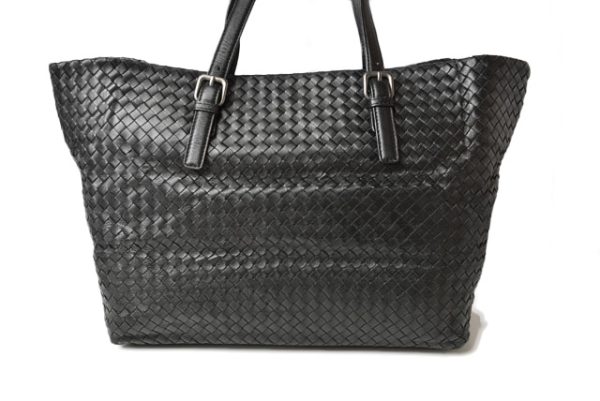 230454 bv 4 Bottega Veneta Intrecciato Leather Tote Bag Black