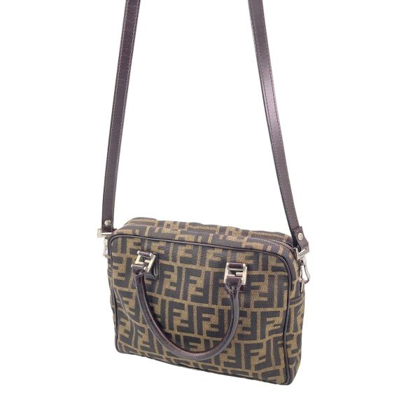 23046142 03 Fendi Zucca Pattern 2way Shoulder Bag Brown