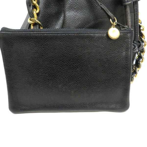 230470212 Chanel One Shoulder Bag Drawstring Caviar Black