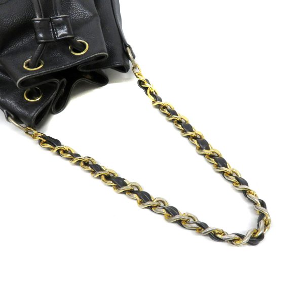 230470214 Chanel One Shoulder Bag Drawstring Caviar Black