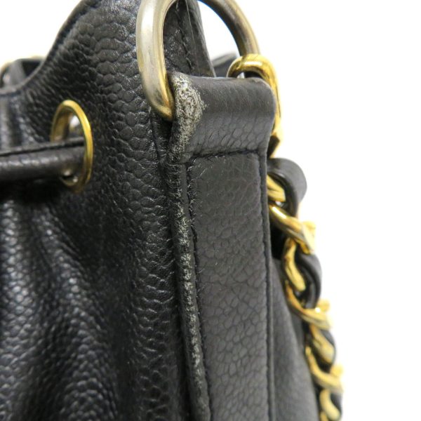 230470217 Chanel One Shoulder Bag Drawstring Caviar Black