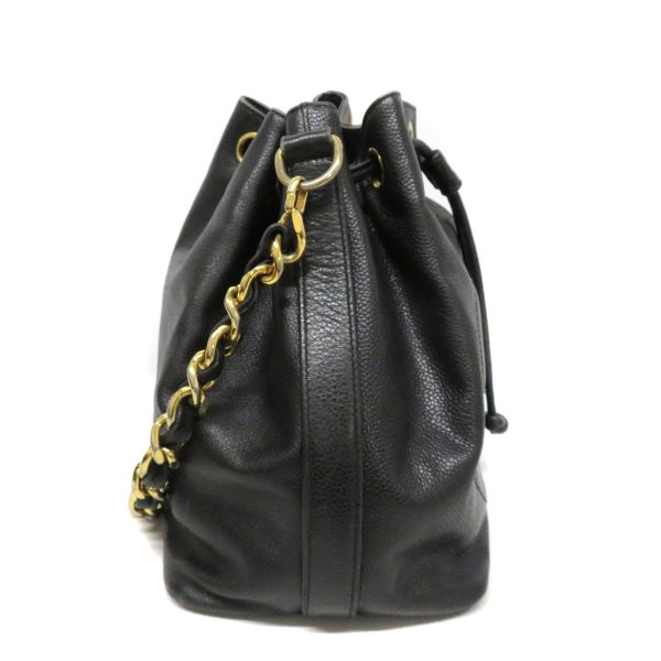 23047023 Chanel One Shoulder Bag Drawstring Caviar Black