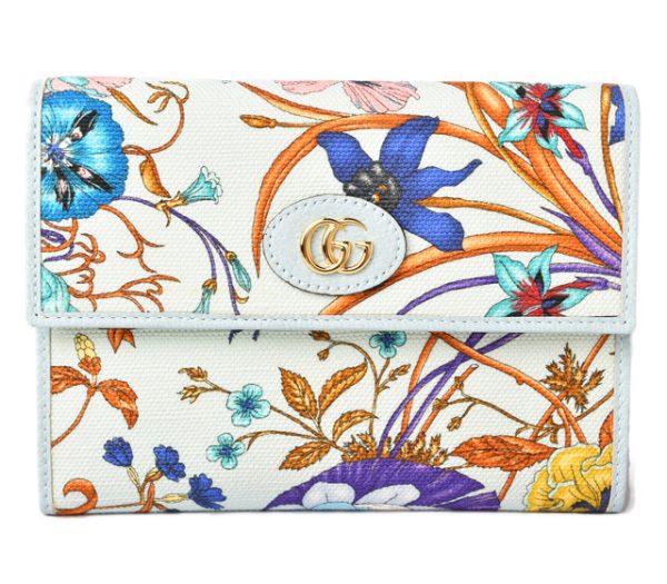 230473 g 1 GUCCI Clutch Bag Flora Limited Edition Canvas Blue