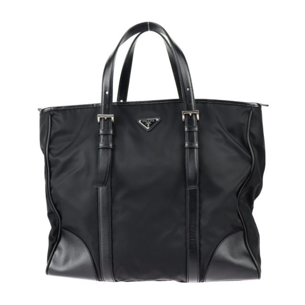 2305063007058 1 Prada Nylon Leather Tote Bag Black