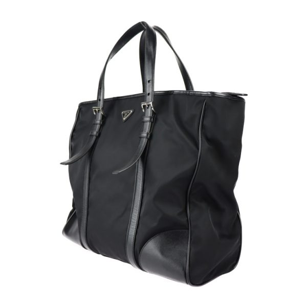 2305063007058 2 Prada Nylon Leather Tote Bag Black