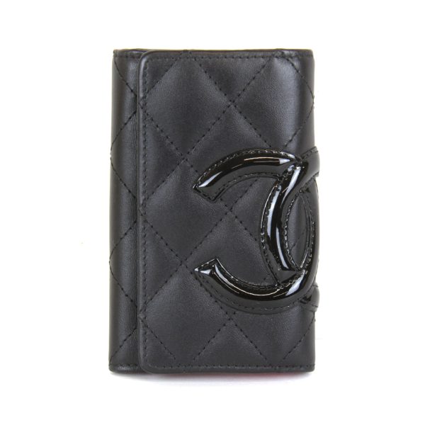 2305221102986t 1 Chanel Cambon Line Leather Key Case Black