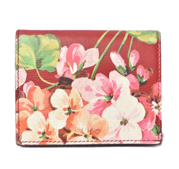 2306 62 g 1 GUCCI Fold Wallet Blooms Leather Cherry