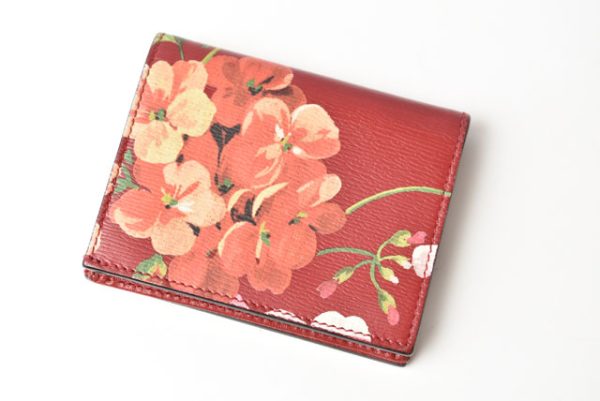 2306 62 g 3 GUCCI Fold Wallet Blooms Leather Cherry