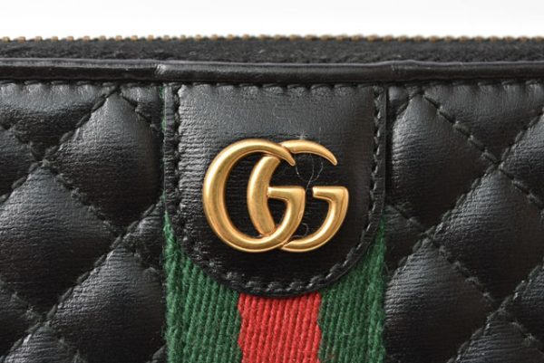 230634 g 4 GUCCI Wallet Double G Quilted Leather Black