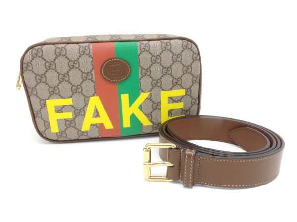 23067301445 19 Gucci GG Supreme Canvas Fake Not Print Belt Bag Beige Ebony