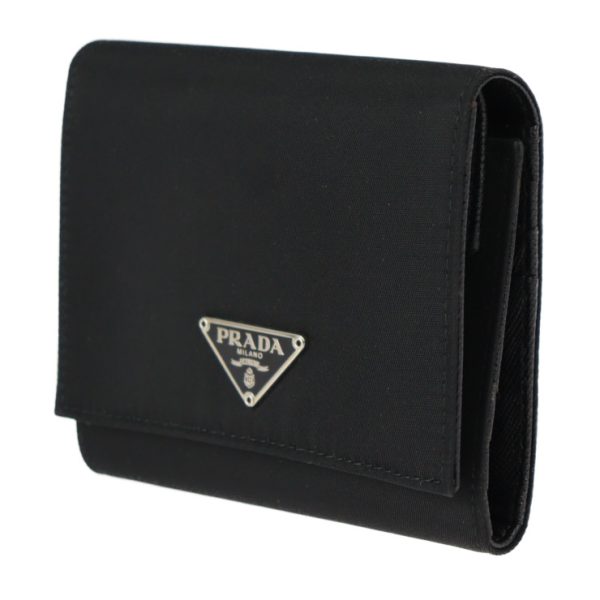 2307063002074 2 Prada Nylon Leather Tri fold Wallet Black