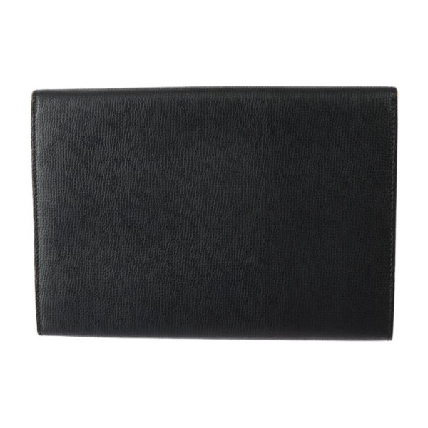 2307123010035 3 Salvatore Ferragamo Gancini Leather Clutch Bag Black