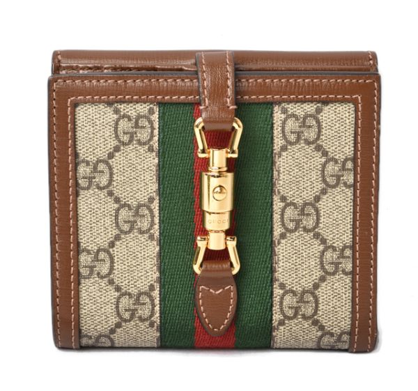 230723 g 1 GUCCI Fold Wallet Jackie GG Leather Beige