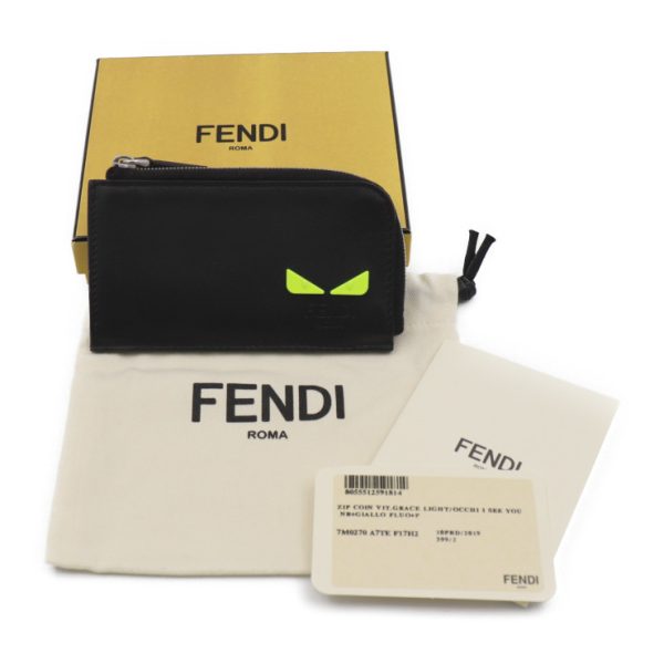 2308033002059 6 Fendi Monster Bag Bugs Coin Case Leather Black Yellow