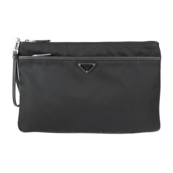 2308033010066 1 Prada Second Nylon Wristlet Clutch Bag Black