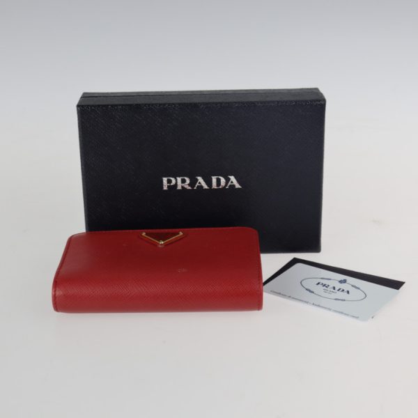 2308053007033 10 Prada Leather Bifold Wallet Red