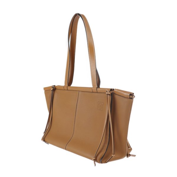 2308053008011 2 Loewe Cushion Tote Small Calf Leather Handbag Camel Brown