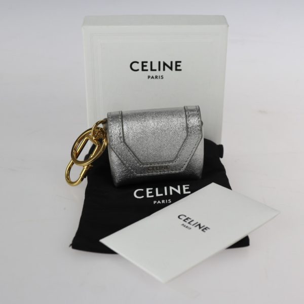 2308053008012 9 Celine Envelop Airpods Keyring Lambskin Silver Gold