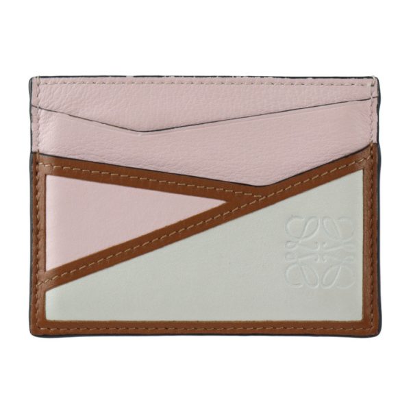 2308113007066 1 Loewe Plain Card Holder Puzzle Leather Pink White Brown