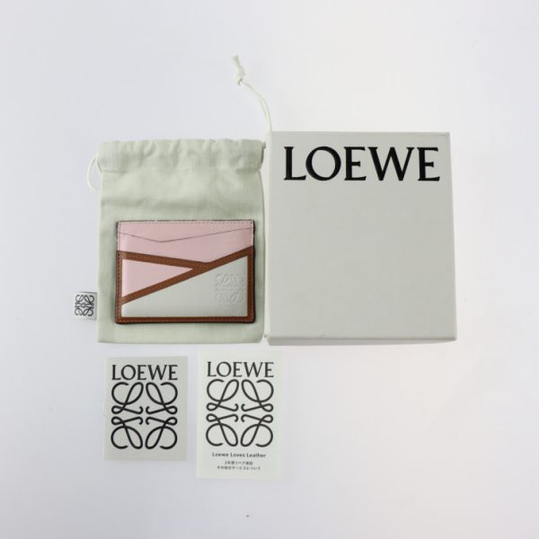 2308113007066 10 Loewe Plain Card Holder Puzzle Leather Pink White Brown