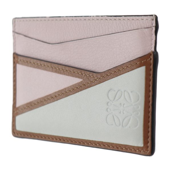 2308113007066 2 Loewe Plain Card Holder Puzzle Leather Pink White Brown