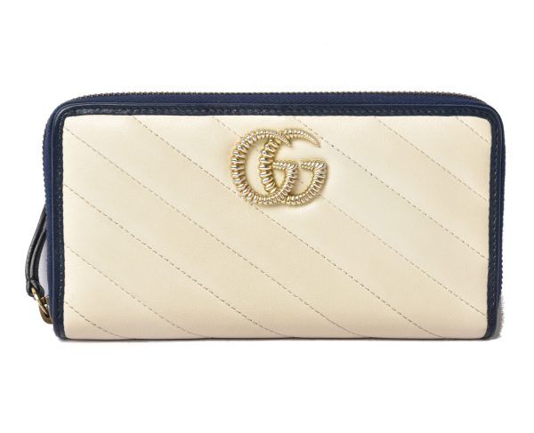 230922 g 1 GUCCI Wallet GG MARMONT Quilted Leather White