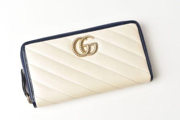 230922 g 2 GUCCI Wallet GG MARMONT Quilted Leather White