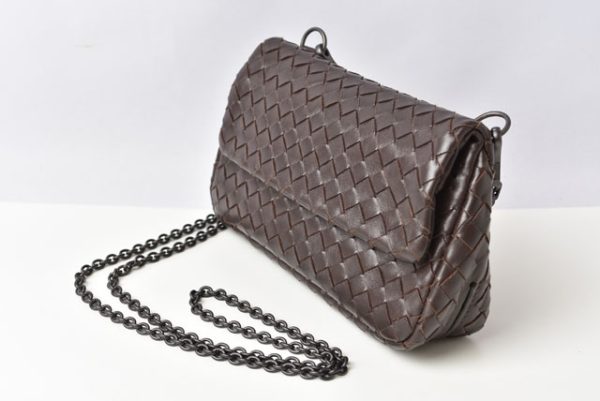 230930 bv 3 Bottega Veneta Shoulder Clutch Bag Dark Brown