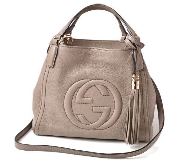 230935 g 1 Gucci Soho Interlocking G Tote Shoulder Bag Leather Greige