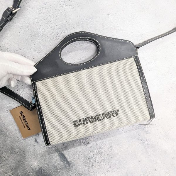 23100458 12 Burberry Flap Canvas Shoulder Bag Black