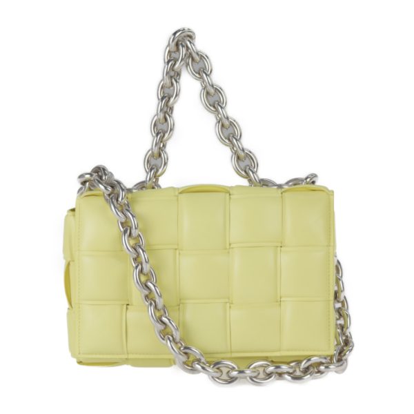 2310053010056 1 Bottega Veneta Chain Cassette Lambskin Shoulder Bag Yellow