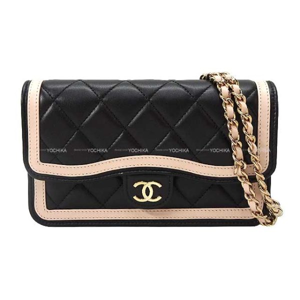 23100706 Chanel Case Matelasse Coco Mark Lambskin Shoulder Bag Black